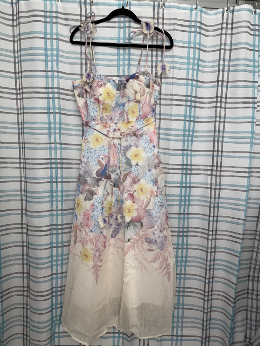 Floral Tie-Shoulder Midi Dress - Pastel Floral